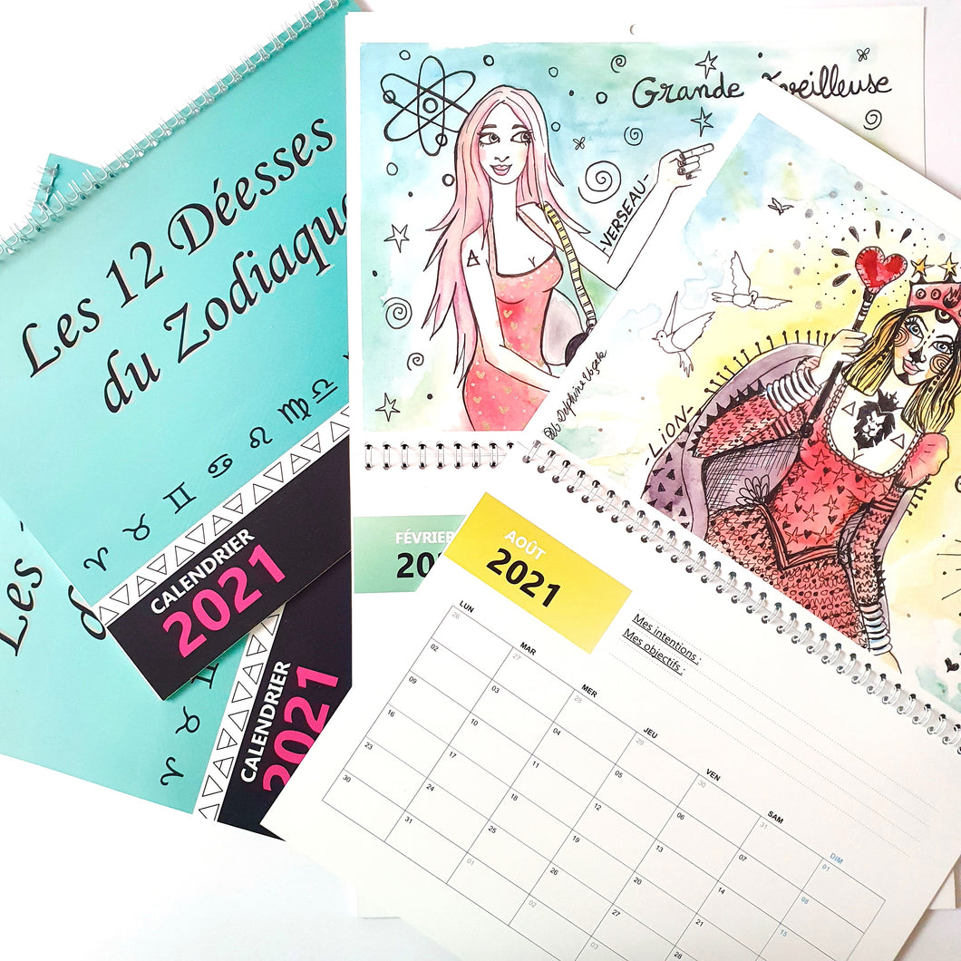 Calendrier d’artiste 2021 : les 12 déesses du zodiaque